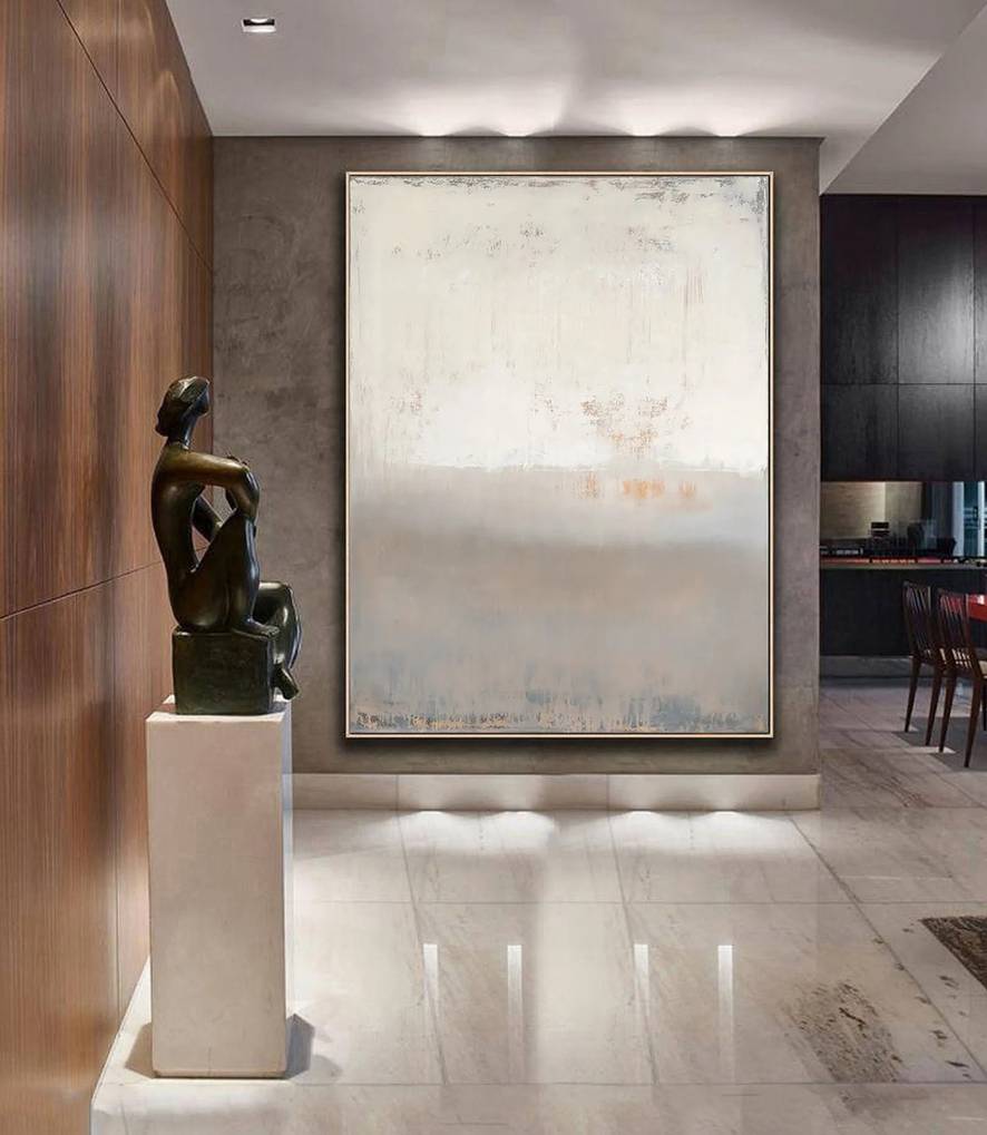Yellow Painting Abstract Gray Abstract Canvas Artwork W70KD wall art